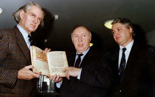 Pressetermien im Rothschildpalais s 1988 mit Stadtrat Prof. Hilmar Hoffmann, Ignatz Bubis, Georg Heuberger