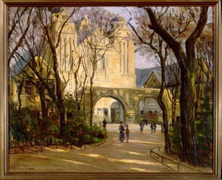  “The synagogue of the Israelite Religious Society on the Friedberger Anlage.” Oil painting by Wilhelm Freund, 1911.
