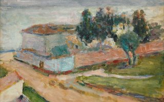 Henri Matisse, Paysage. Le mur rose, 1898 Oilpainting by Henri Matisse, Paysage. Le mur rose, 1898
