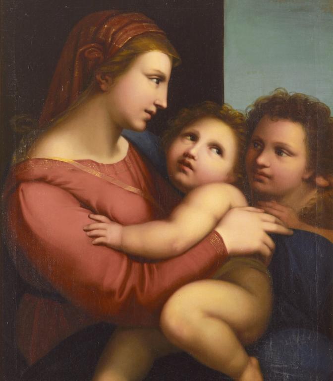 Dieses Gemälde von Moritz Daniel Oppenheim ist eine Kopie nach Raffaels Madonna della Tenda
