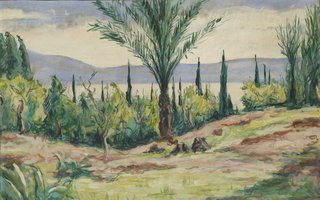 Jakob Nussbaum: Landschaft (Kinneret am See Genezareth), 1925 © Jüdisches Museum Frankfurt Gemälde von Jakob Nussbaum: Landschaft um Kinneret am See Genezareth, gemalt 1925,