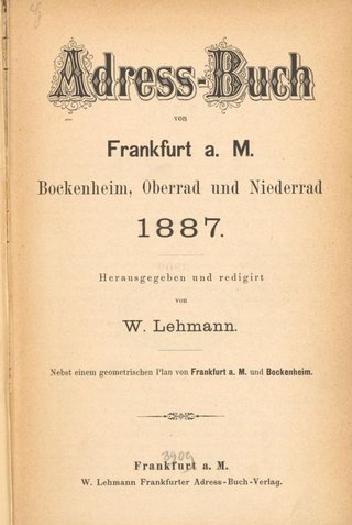 Cover of the Frankfurt Directories from 1887