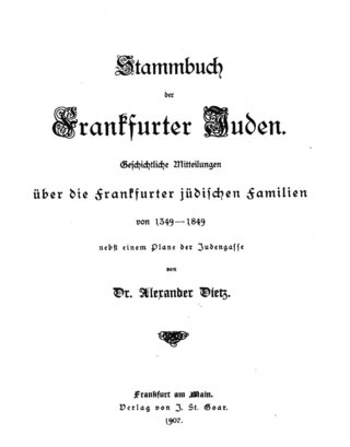 Cover of Alexander Dietz' "Stammbuch der Frankfurter Juden"